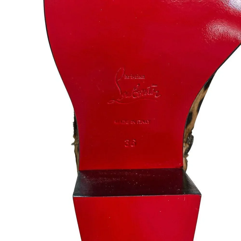 Christian Louboutin Morgan 70 Leopard Pony Hair Over The Knee OTK Boots EU 36
